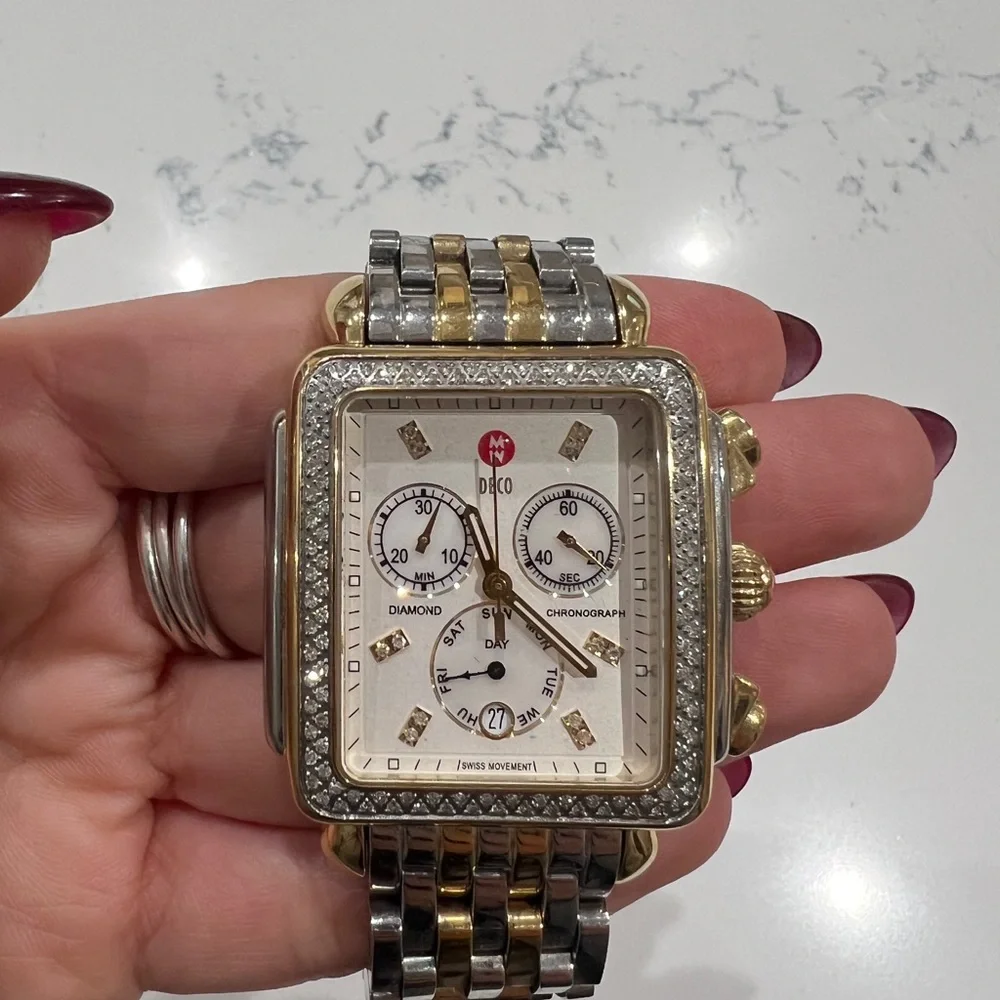 Michele Deco Two-Tone 18K Gold-Plated Diamond Watch - Picture 1 of 7